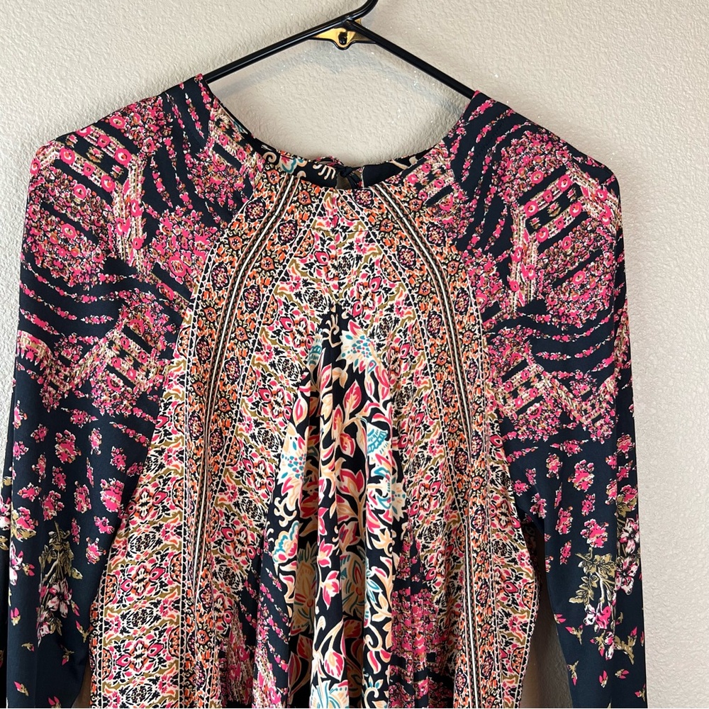 Free People Black Floral Patchwork Mini Dress - Picture 7 of 14
